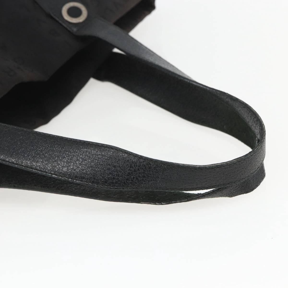 BVLGARI Logo Mania Tote Bag Canvas Black Silver Auth 164452