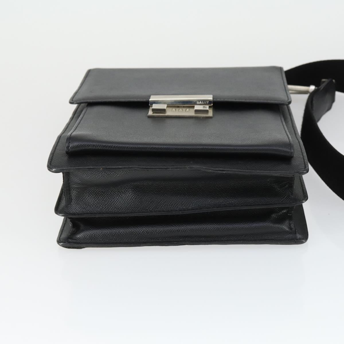 BALLY Shoulder Bag Leather Black Auth 164454