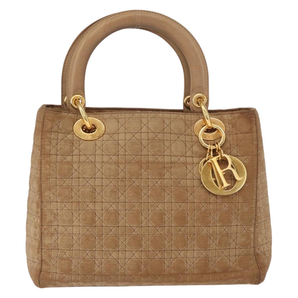 Christian Dior Canage Hand Bag Brown Gold Auth 164457
