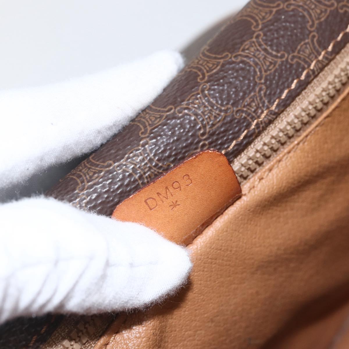 CELINE Macadam Canvas Shoulder Bag PVC Leather Brown Gold Auth 164463