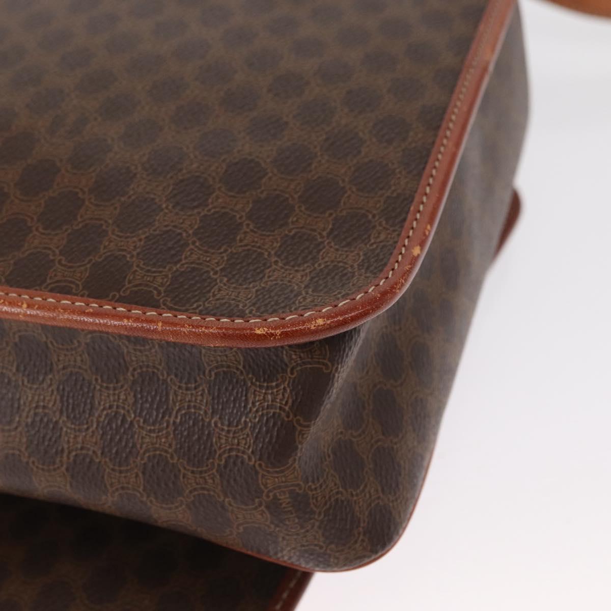 CELINE Macadam Canvas Shoulder Bag PVC Leather Brown Gold Auth 164464