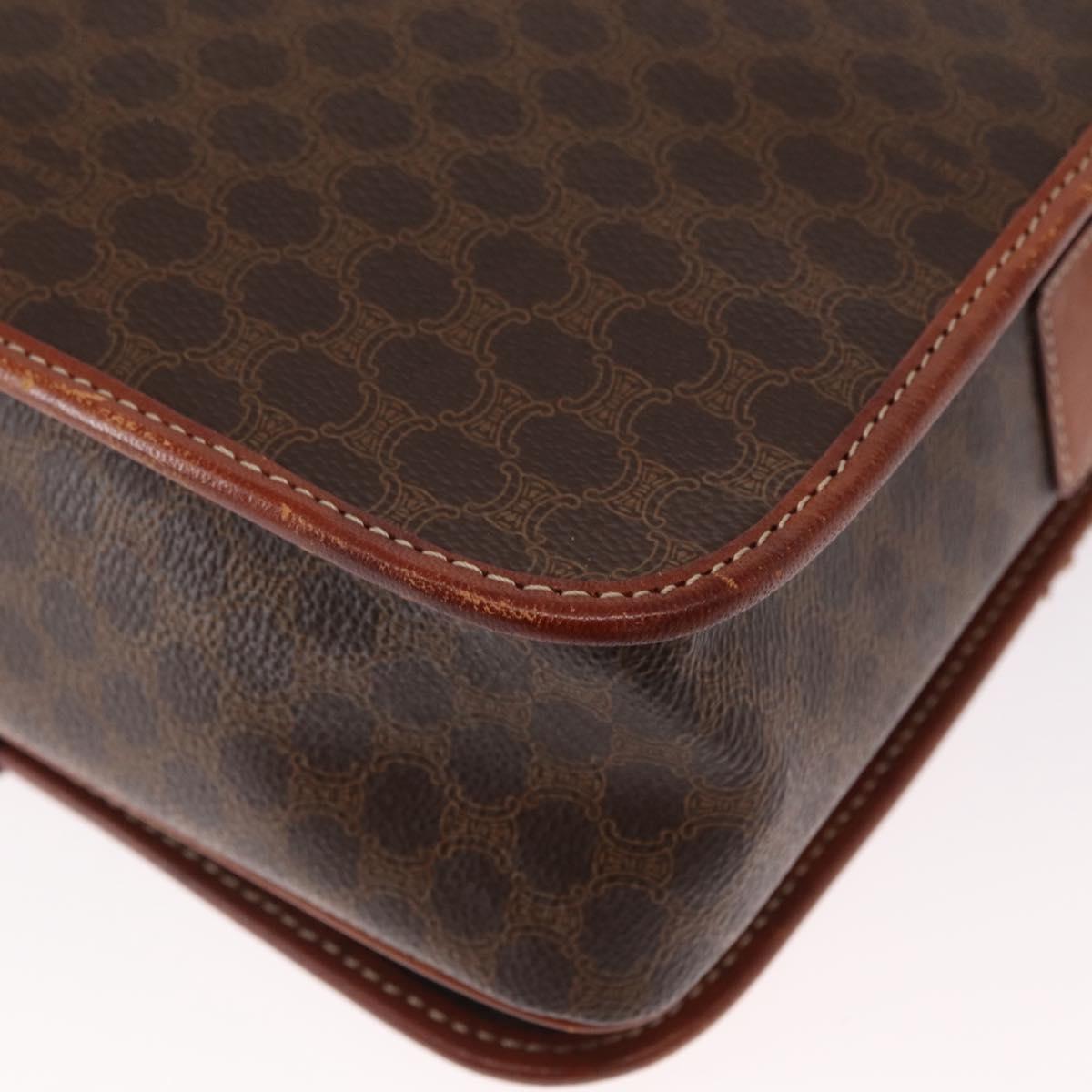 CELINE Macadam Canvas Shoulder Bag PVC Leather Brown Gold Auth 164464
