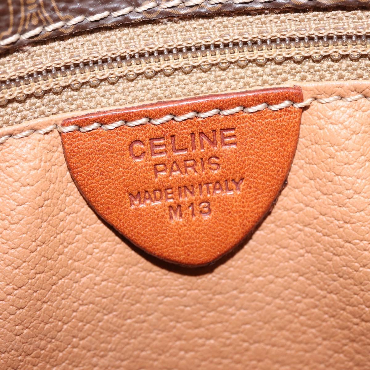 CELINE Macadam Canvas Shoulder Bag PVC Leather Brown Gold Auth 164464