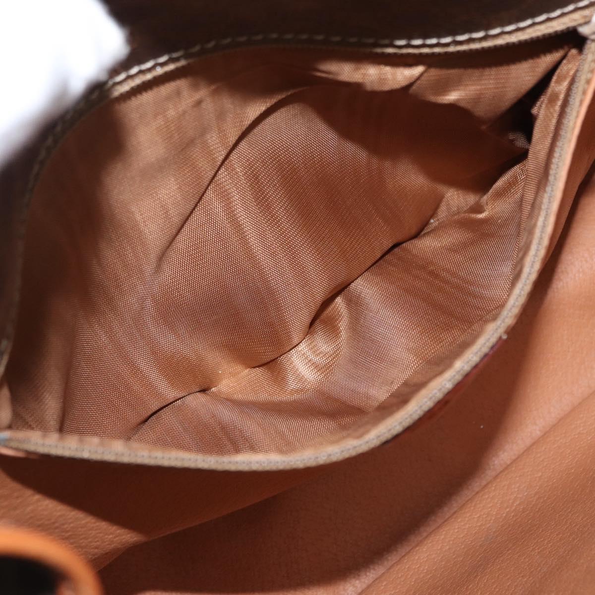 CELINE Macadam Canvas Shoulder Bag PVC Leather Brown Gold Auth 164464