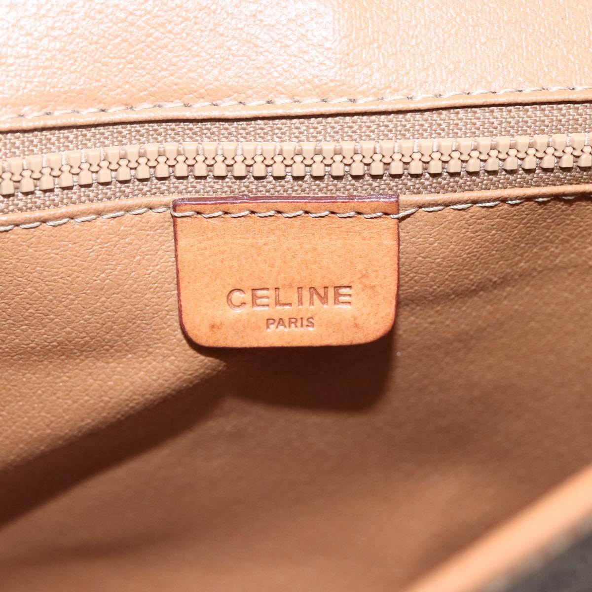 CELINE Macadam Canvas Shoulder Bag PVC Leather Brown Gold Auth 164465