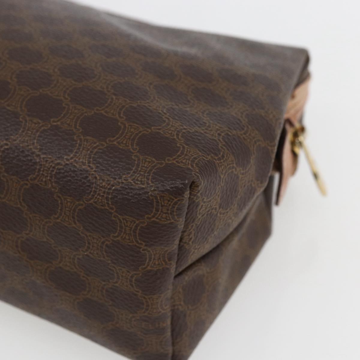 CELINE Macadam Canvas Clutch Bag PVC Leather Brown Gold Auth 164466