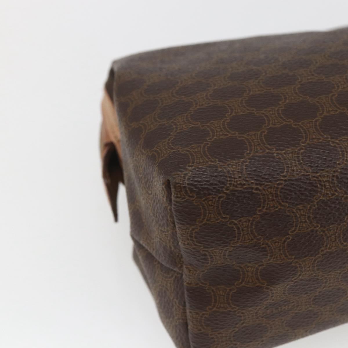 CELINE Macadam Canvas Clutch Bag PVC Leather Brown Gold Auth 164466