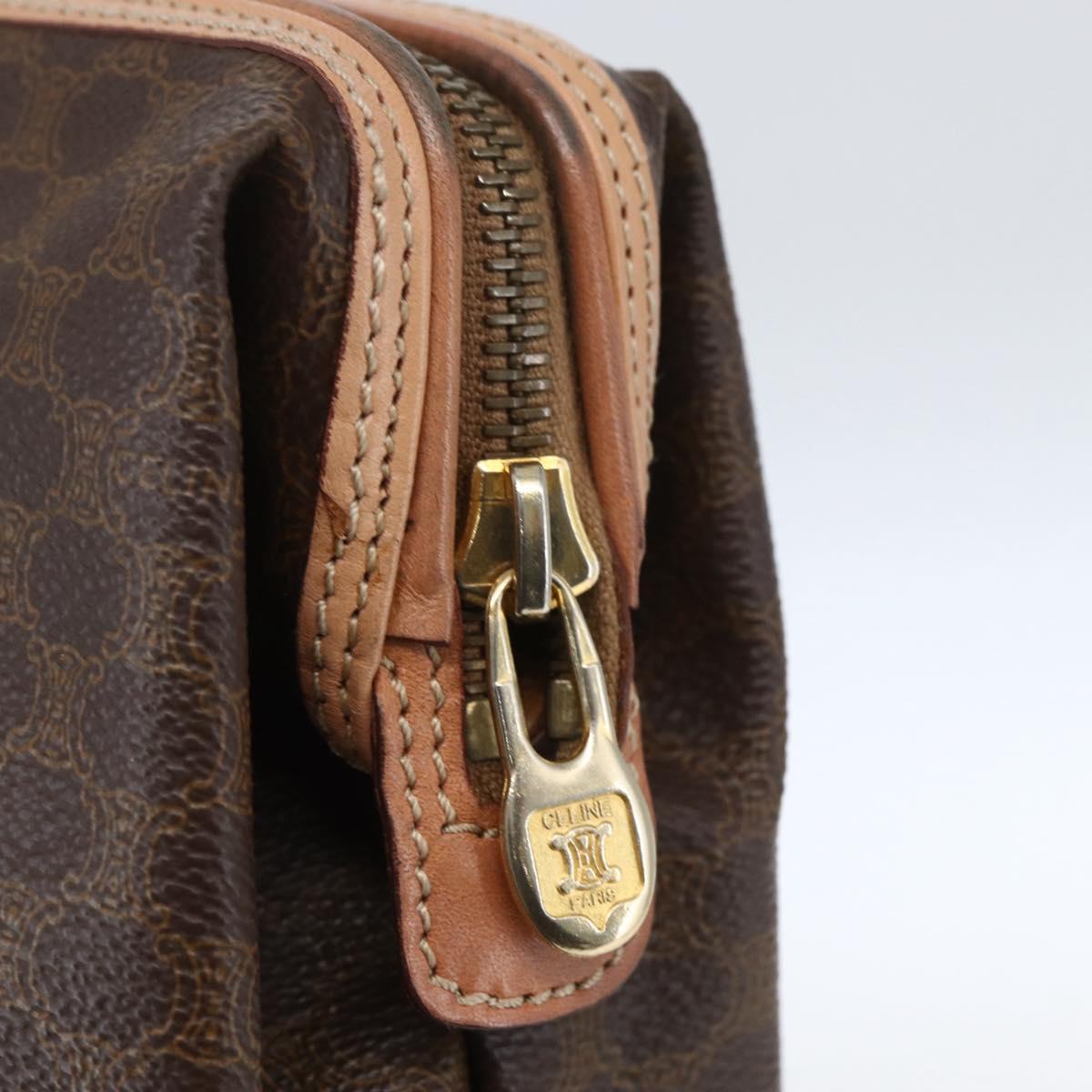 CELINE Macadam Canvas Clutch Bag PVC Leather Brown Gold Auth 164466