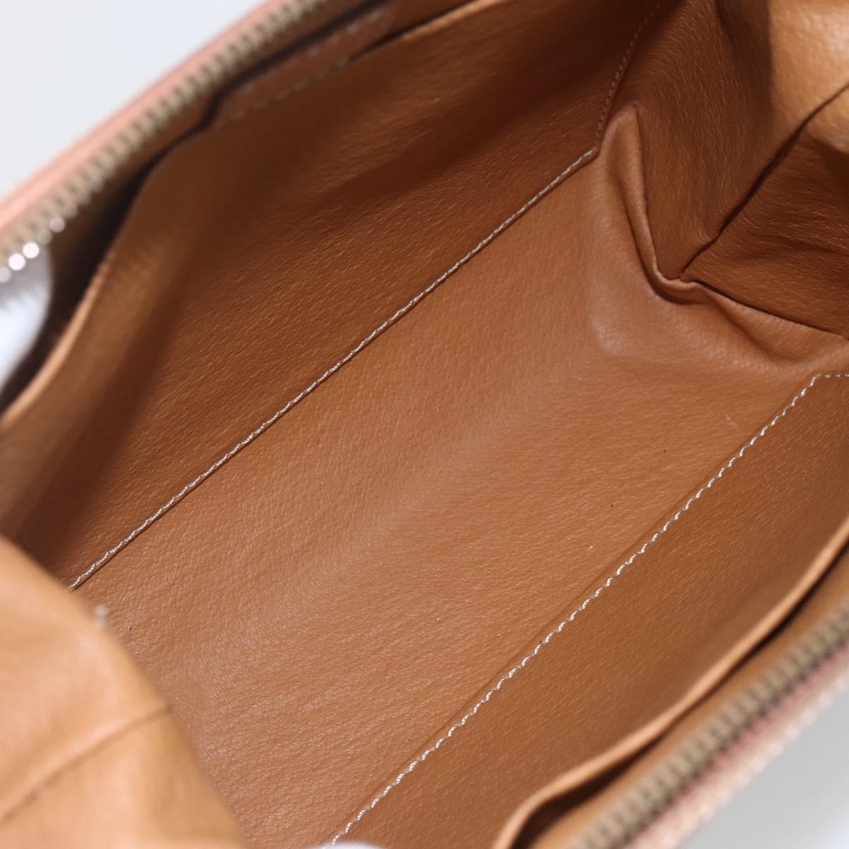 CELINE Macadam Canvas Clutch Bag PVC Leather Brown Gold Auth 164466