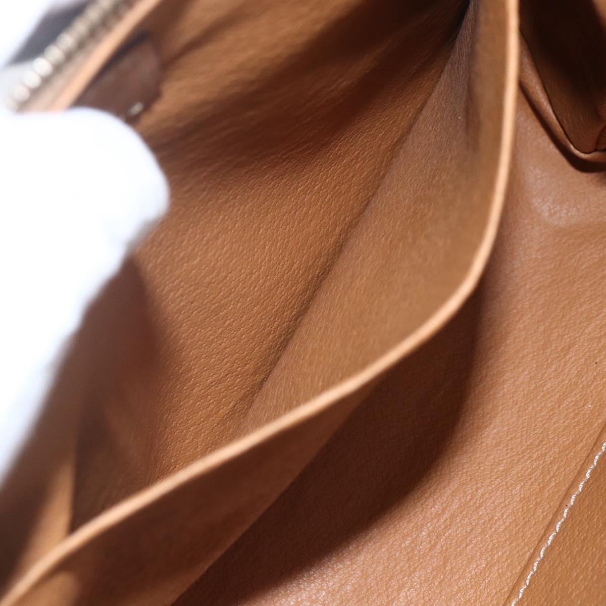 CELINE Macadam Canvas Clutch Bag PVC Leather Brown Gold Auth 164466