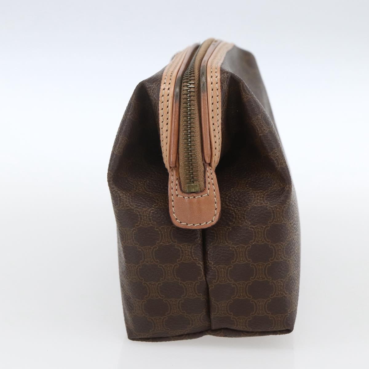 CELINE Macadam Canvas Clutch Bag PVC Leather Brown Gold Auth 164466
