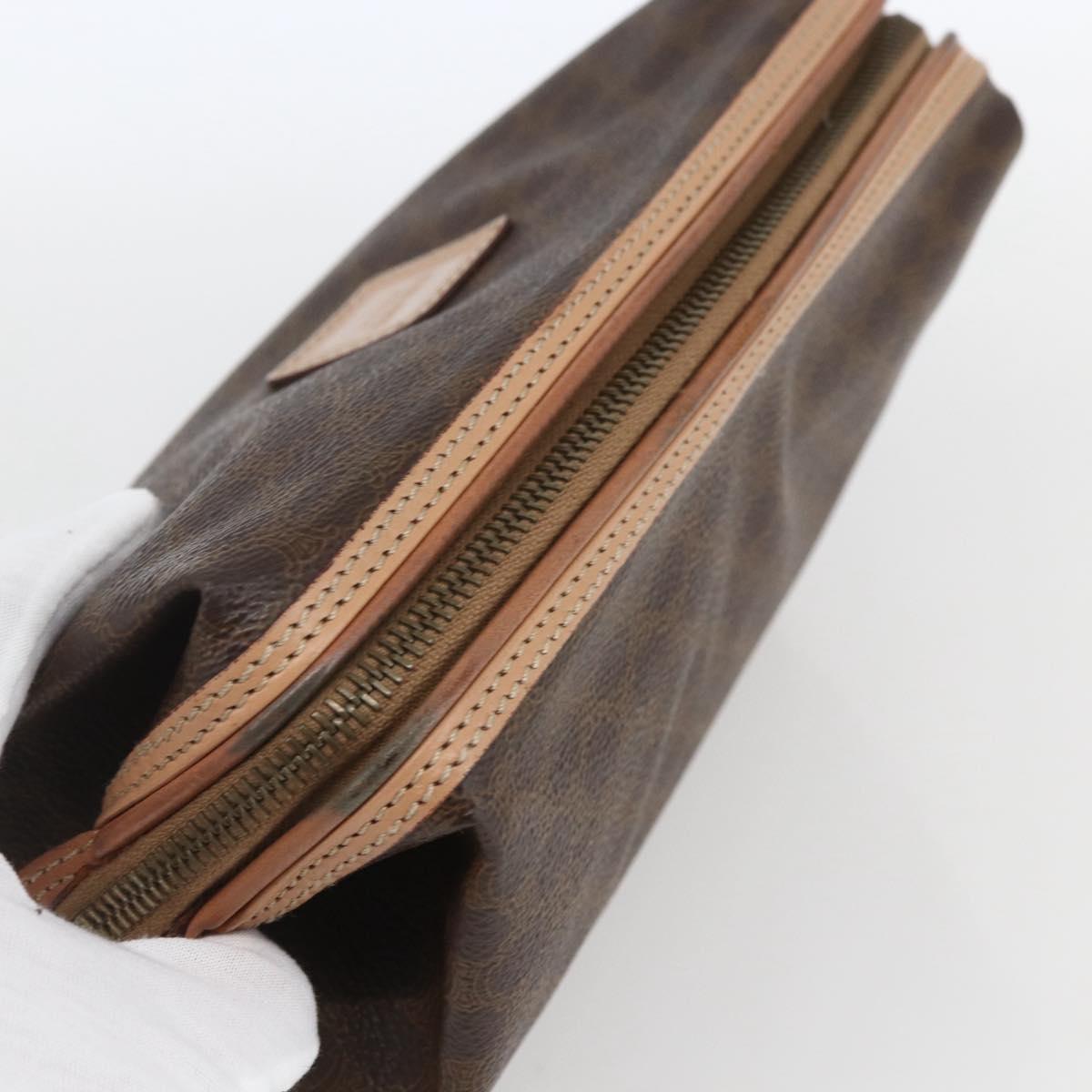 CELINE Macadam Canvas Clutch Bag PVC Leather Brown Gold Auth 164466