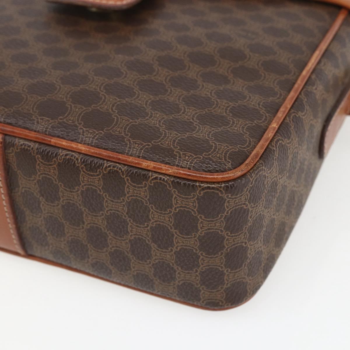 CELINE Macadam Canvas Shoulder Bag PVC Leather Brown Gold Auth 164467