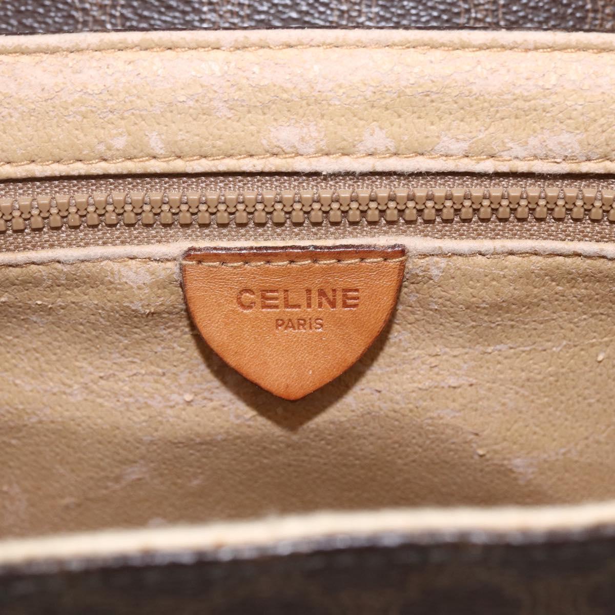 CELINE Macadam Canvas Shoulder Bag PVC Leather Brown Gold Auth 164467