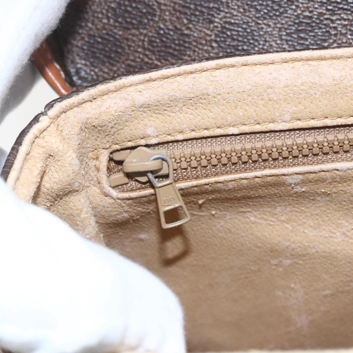 CELINE Macadam Canvas Shoulder Bag PVC Leather Brown Gold Auth 164467
