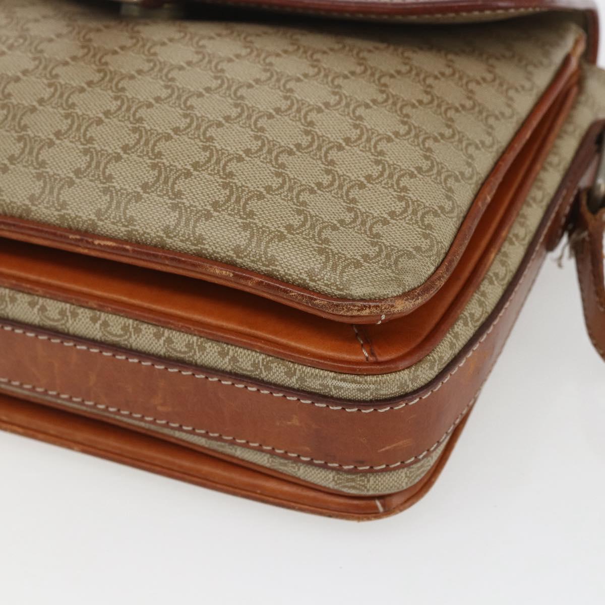CELINE Macadam Canvas Shoulder Bag PVC Beige Gold Auth 164469