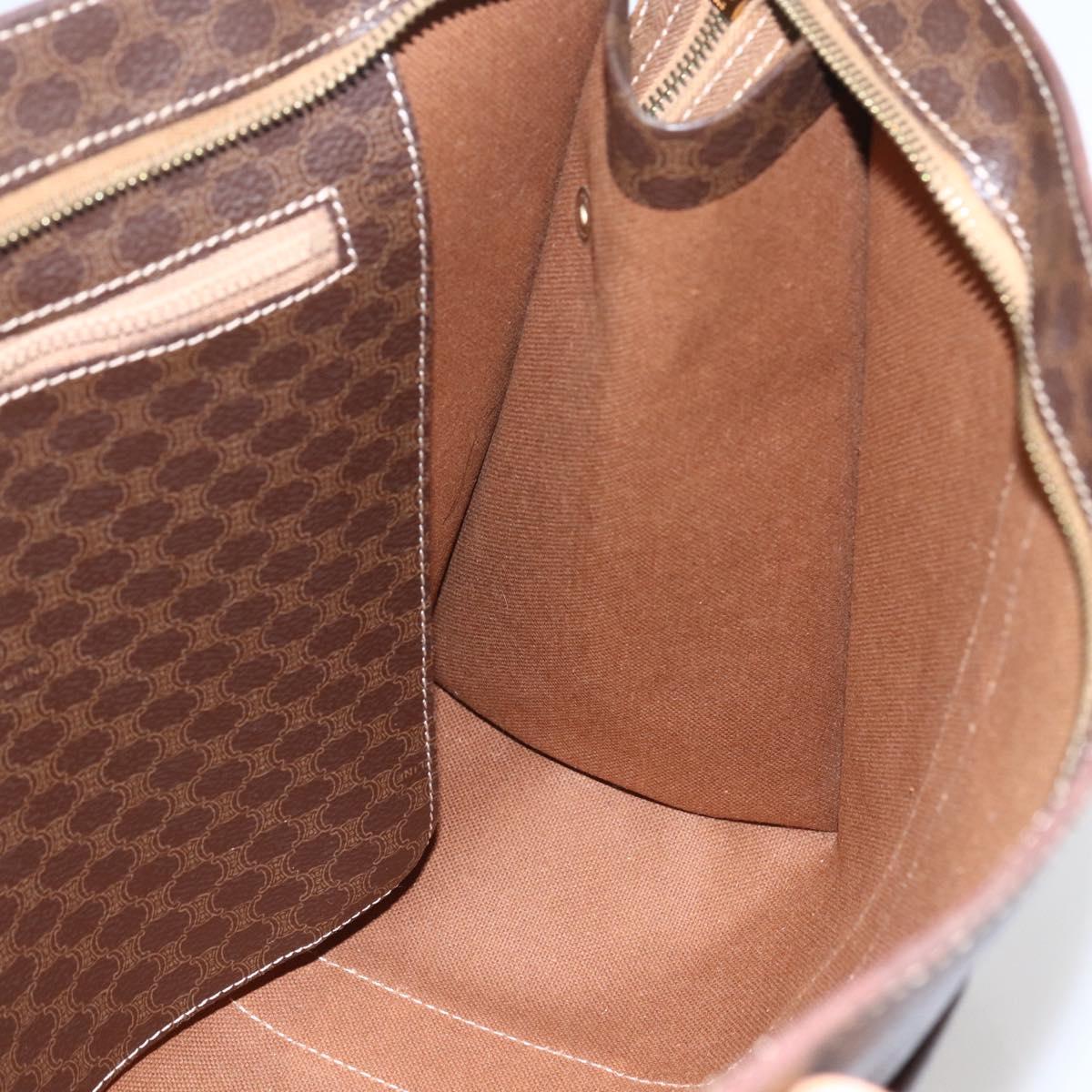 CELINE Macadam Canvas Tote Bag PVC Beige Gold Auth 164471