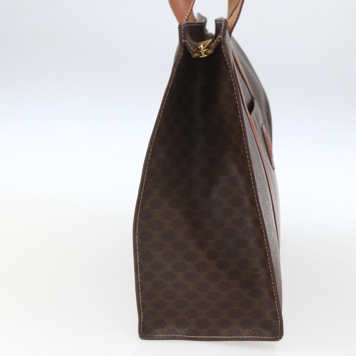 CELINE Macadam Canvas Tote Bag PVC Beige Gold Auth 164471