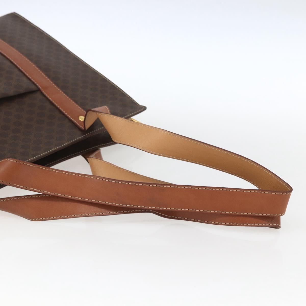 CELINE Macadam Canvas Tote Bag PVC Beige Gold Auth 164471