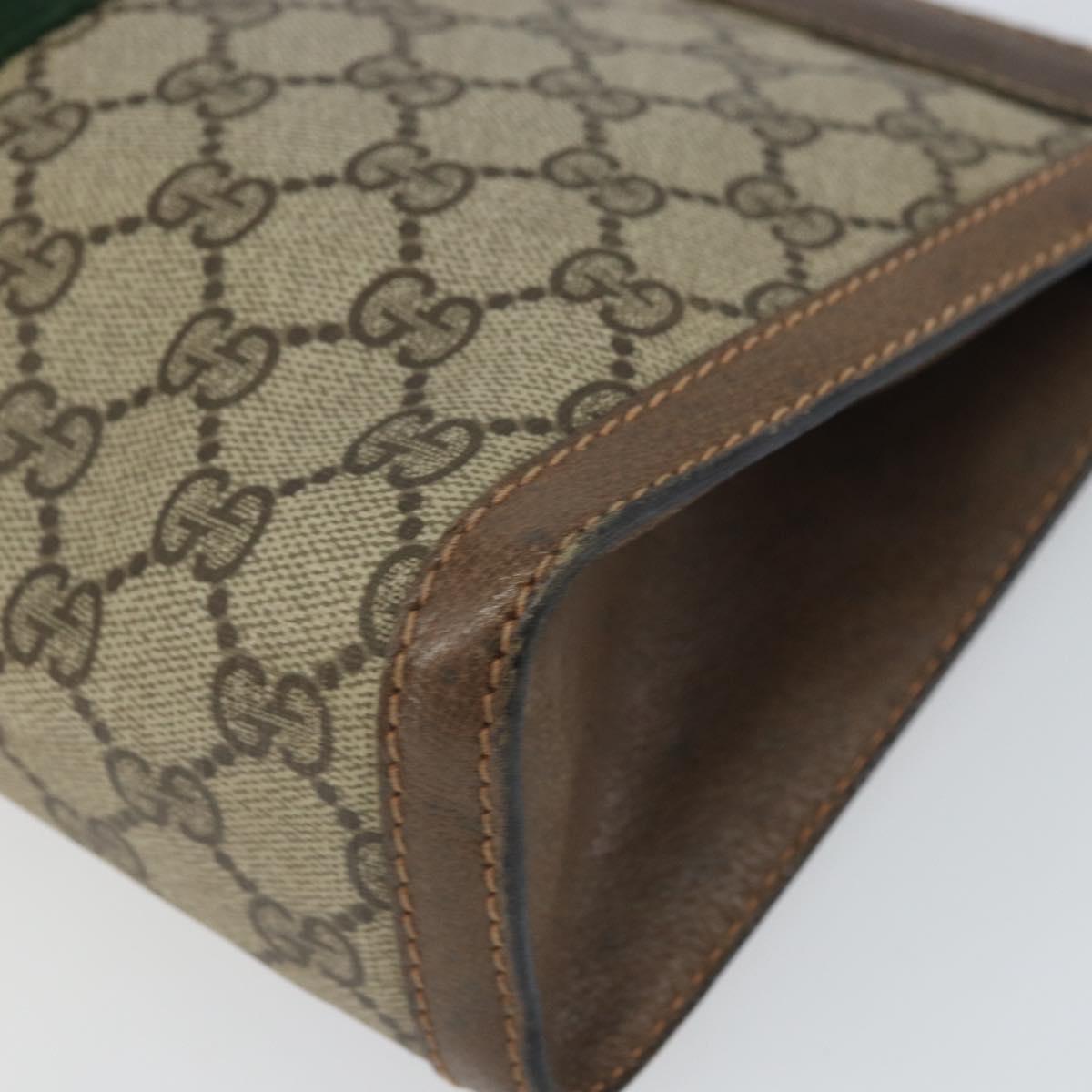 GUCCI GG Supreme Web Sherry Line Clutch Bag PVC Beige Gold 89 01 002 Auth 164472
