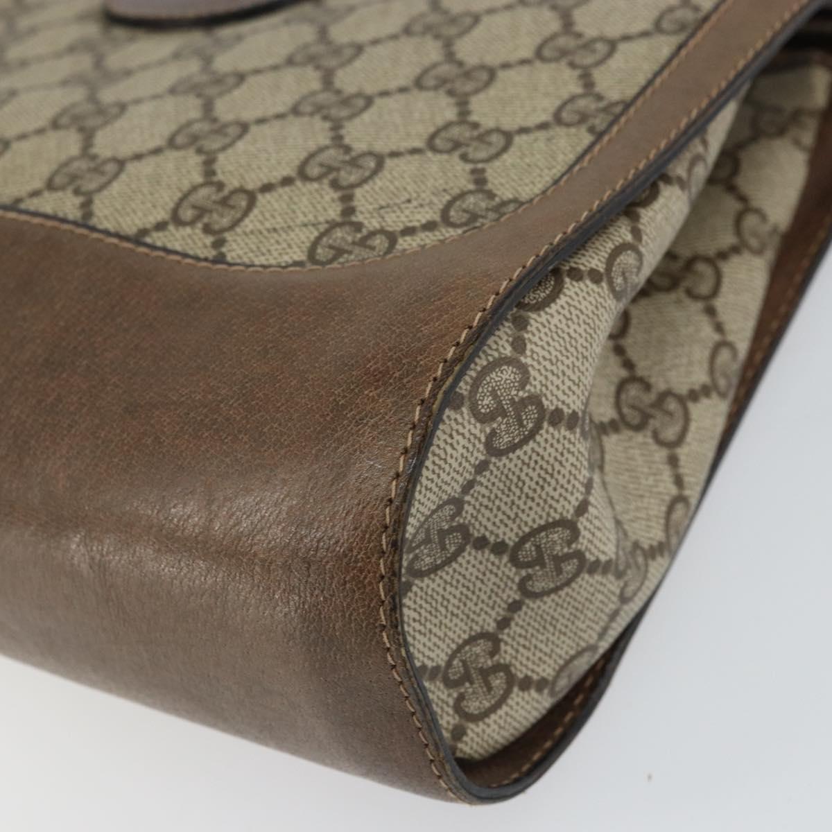 GUCCI GG Supreme Shoulder Bag PVC Beige Gold Auth 164473