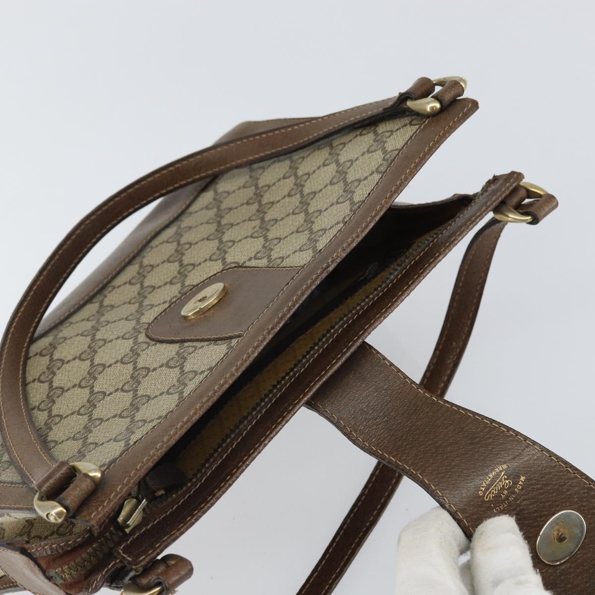 GUCCI GG Supreme Shoulder Bag PVC Beige Gold Auth 164473
