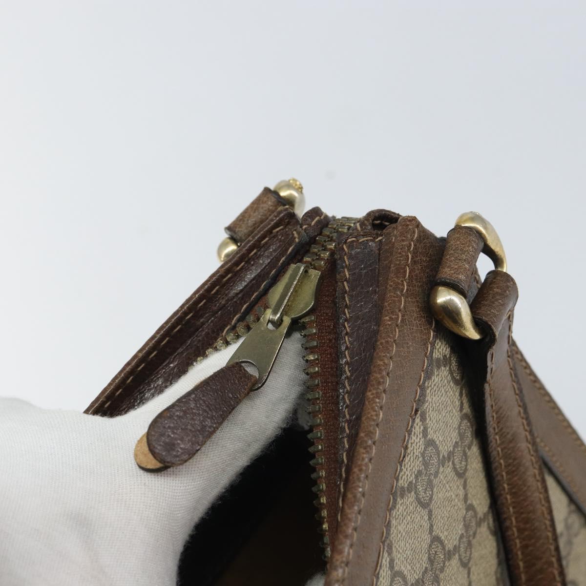 GUCCI GG Supreme Shoulder Bag PVC Beige Gold Auth 164473