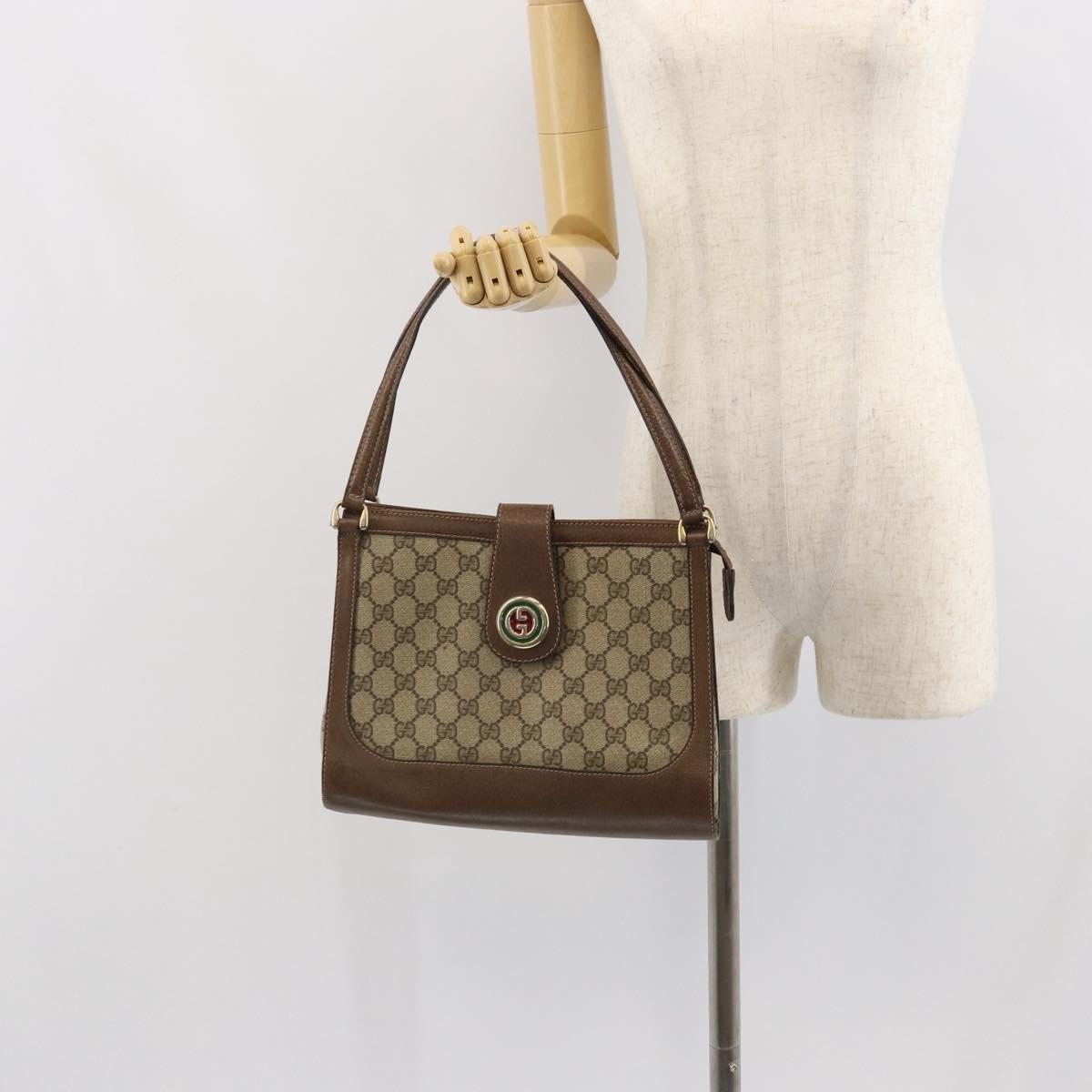 GUCCI GG Supreme Shoulder Bag PVC Beige Gold Auth 164473