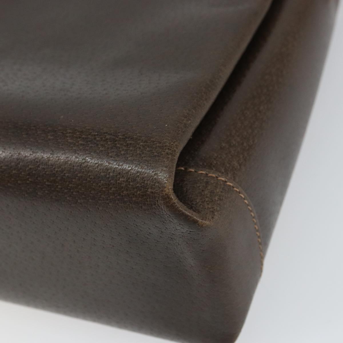 GUCCI Hand Bag Leather Brown Gold 001 085 1368 Auth 164477