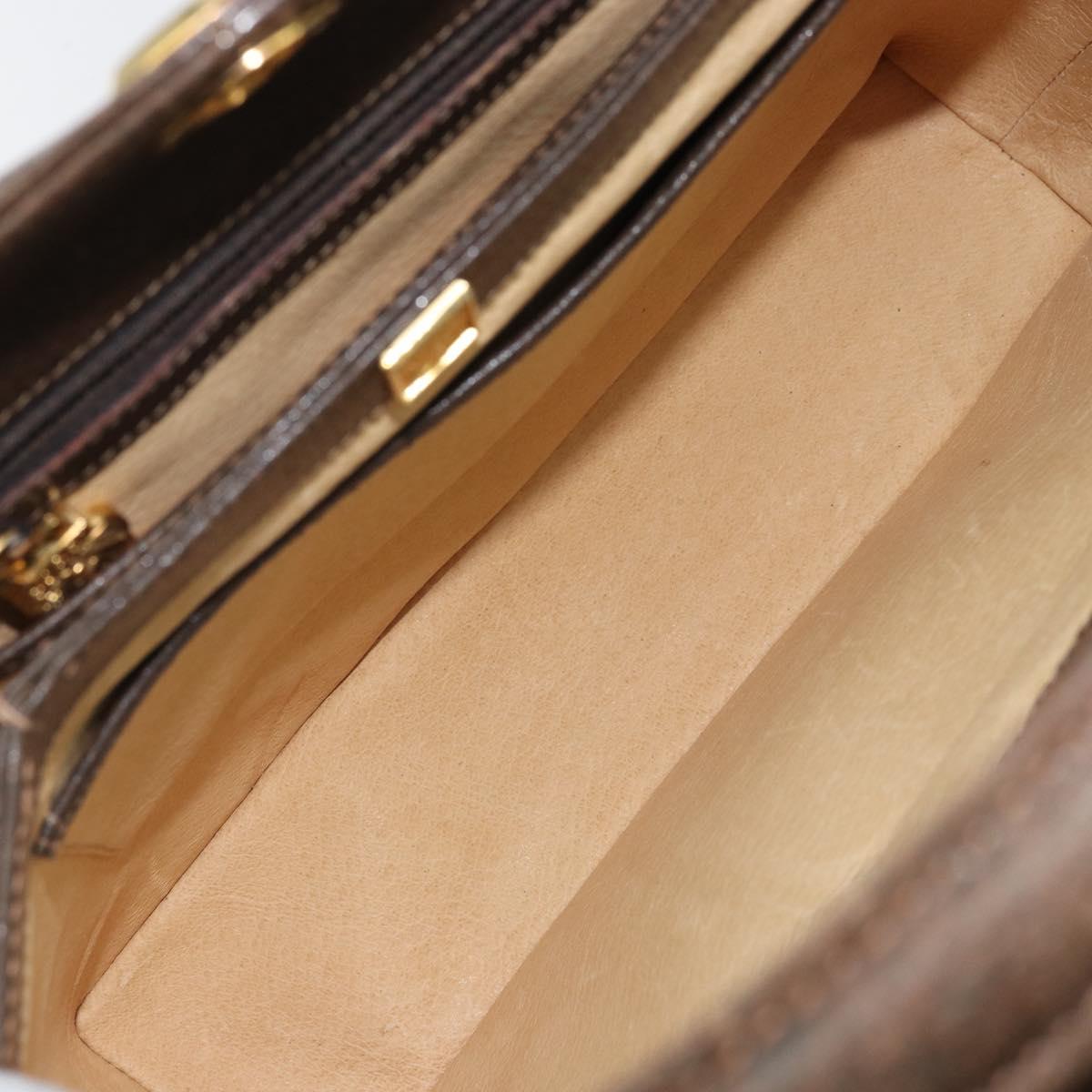 GUCCI Hand Bag Leather Brown Gold 001 085 1368 Auth 164477