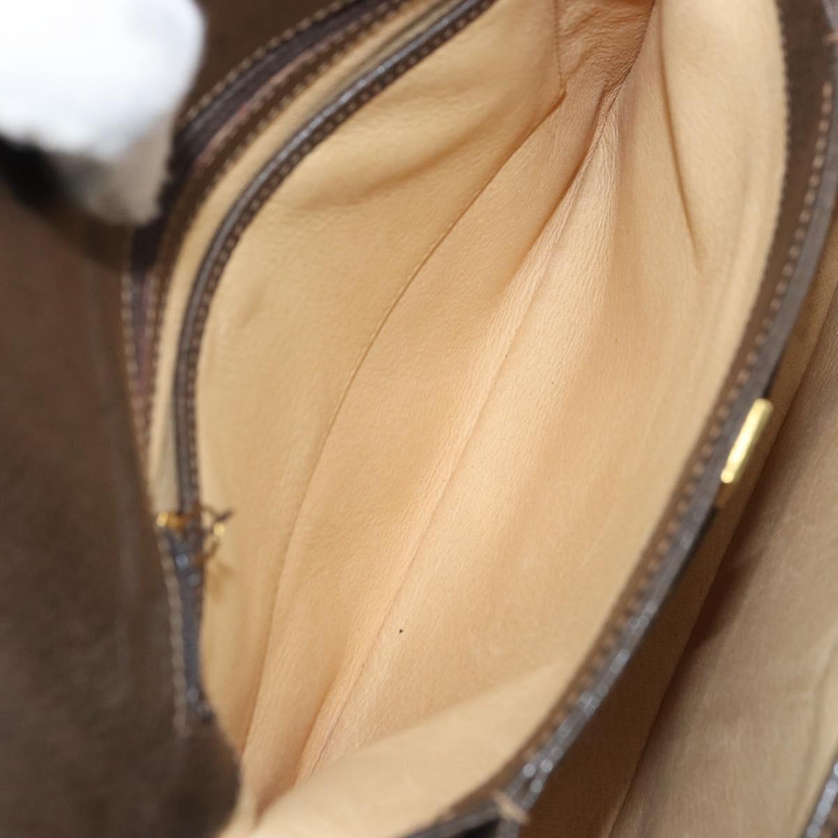 GUCCI Hand Bag Leather Brown Gold 001 085 1368 Auth 164477