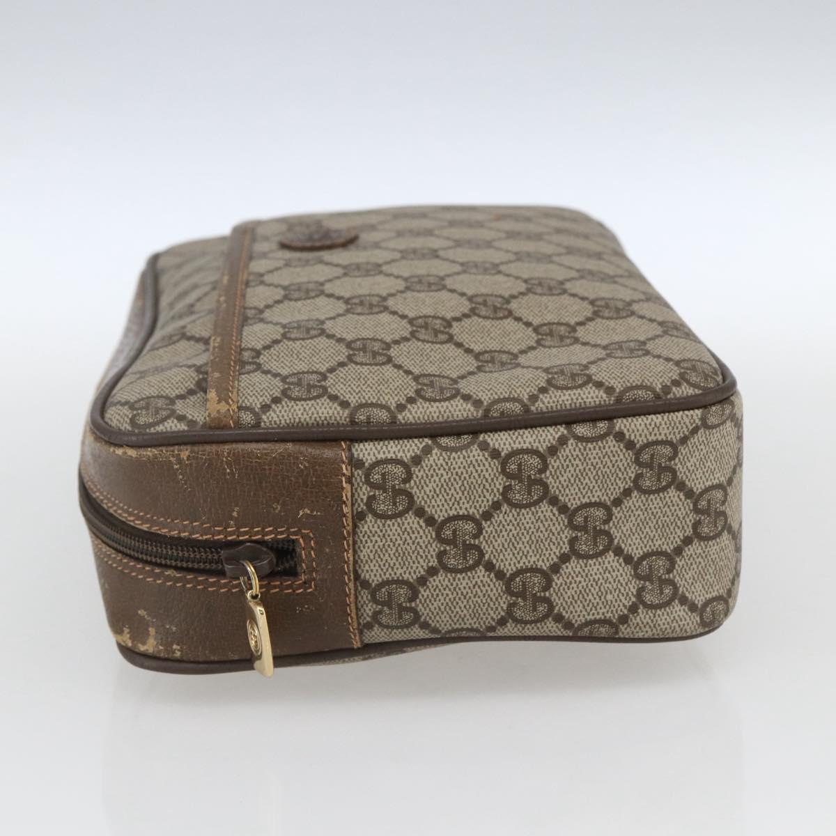 GUCCI GG Supreme Clutch Bag PVC Beige Gold 89 01 044 Auth 164478