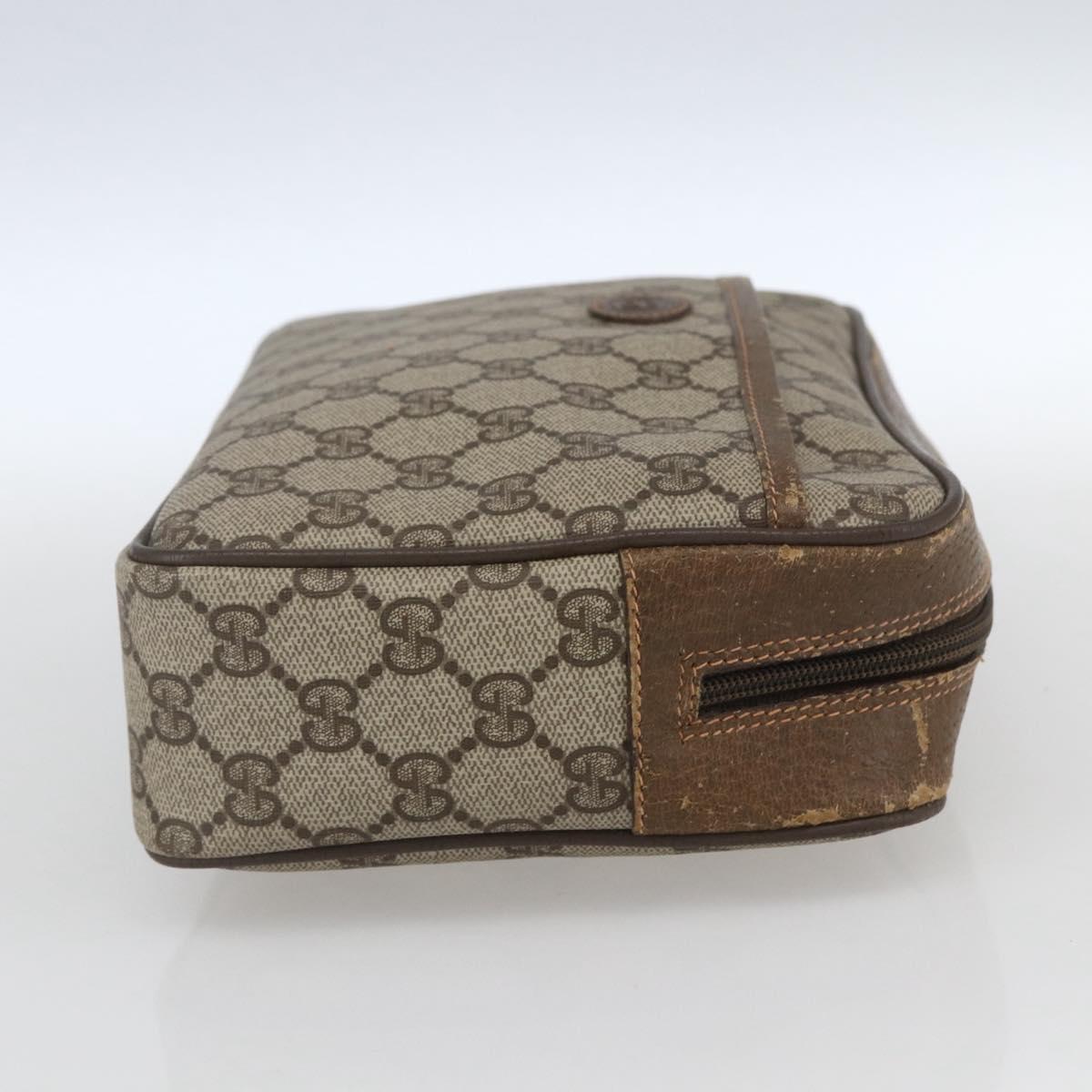 GUCCI GG Supreme Clutch Bag PVC Beige Gold 89 01 044 Auth 164478