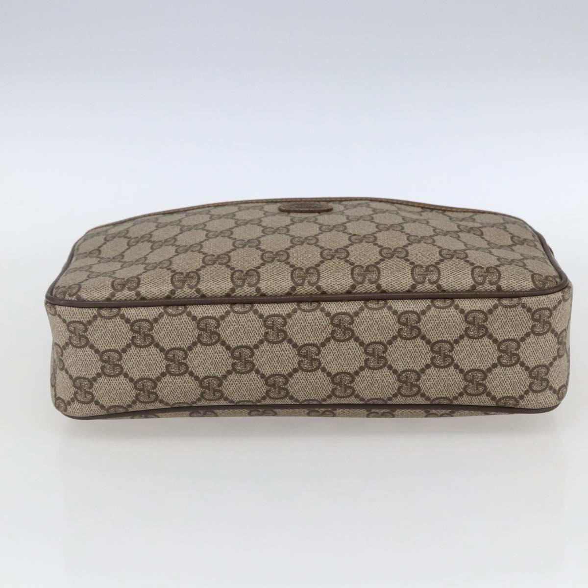 GUCCI GG Supreme Clutch Bag PVC Beige Gold 89 01 044 Auth 164478