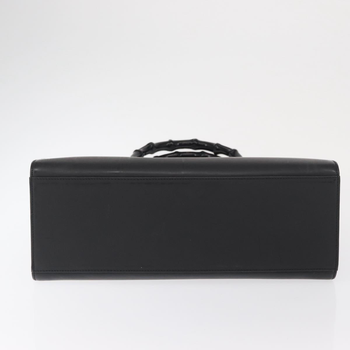 GUCCI Bamboo Hand Bag Leather Black 002 1010 Auth 164479