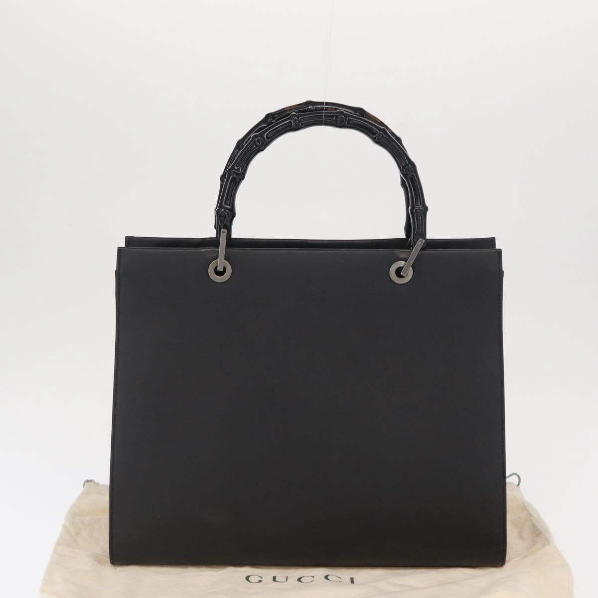GUCCI Bamboo Hand Bag Leather Black 002 1010 Auth 164479