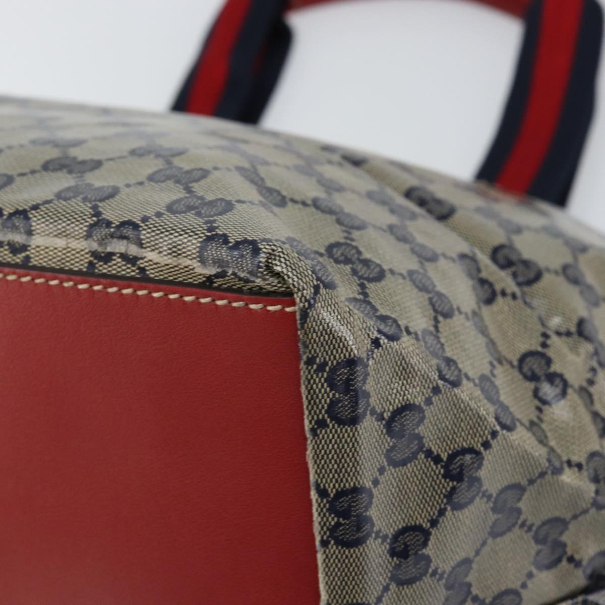 GUCCI GG Crystal Sherry Line Tote Bag Coated Canvas Navy Gold 131231 Auth 164487
