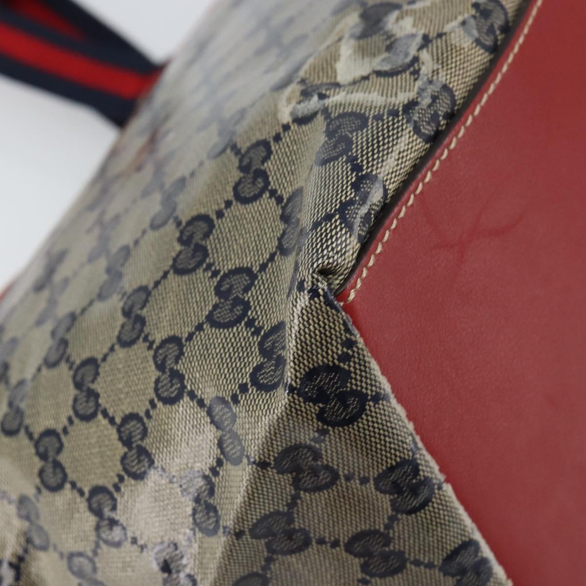GUCCI GG Crystal Sherry Line Tote Bag Coated Canvas Navy Gold 131231 Auth 164487