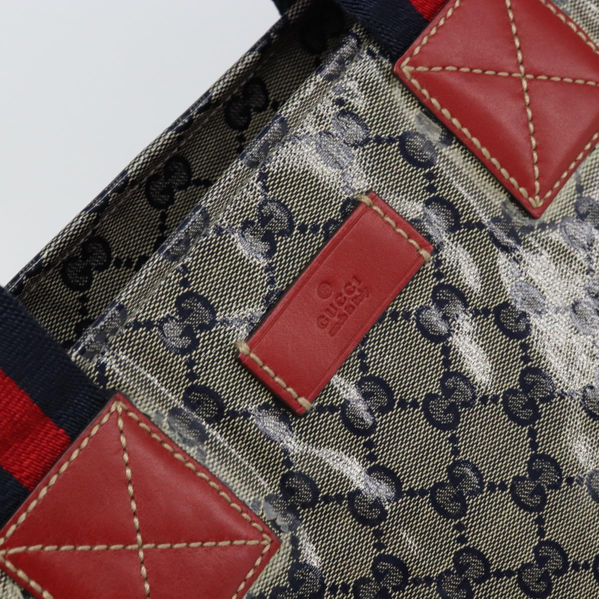 GUCCI GG Crystal Sherry Line Tote Bag Coated Canvas Navy Gold 131231 Auth 164487