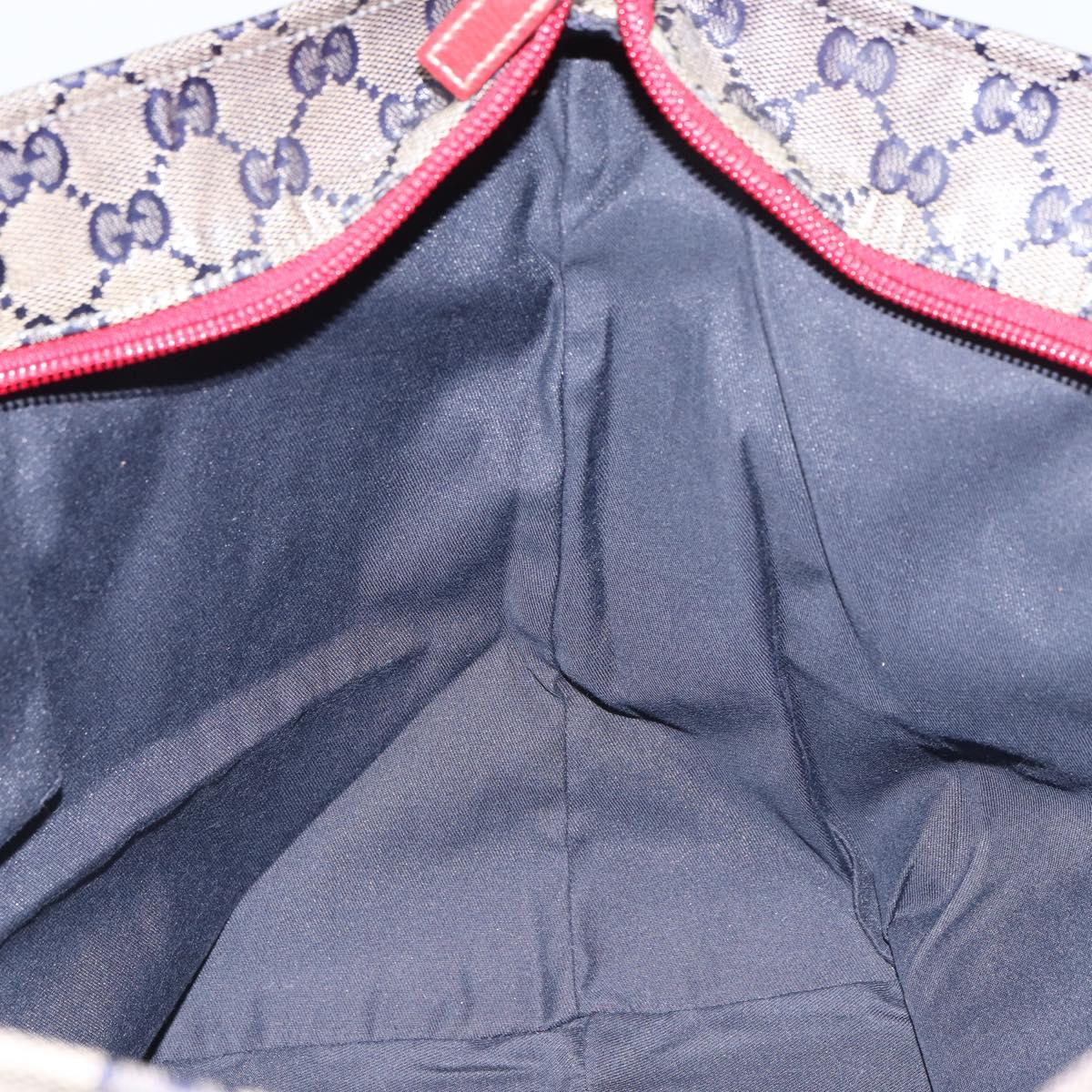 GUCCI GG Crystal Sherry Line Tote Bag Coated Canvas Navy Gold 131231 Auth 164487