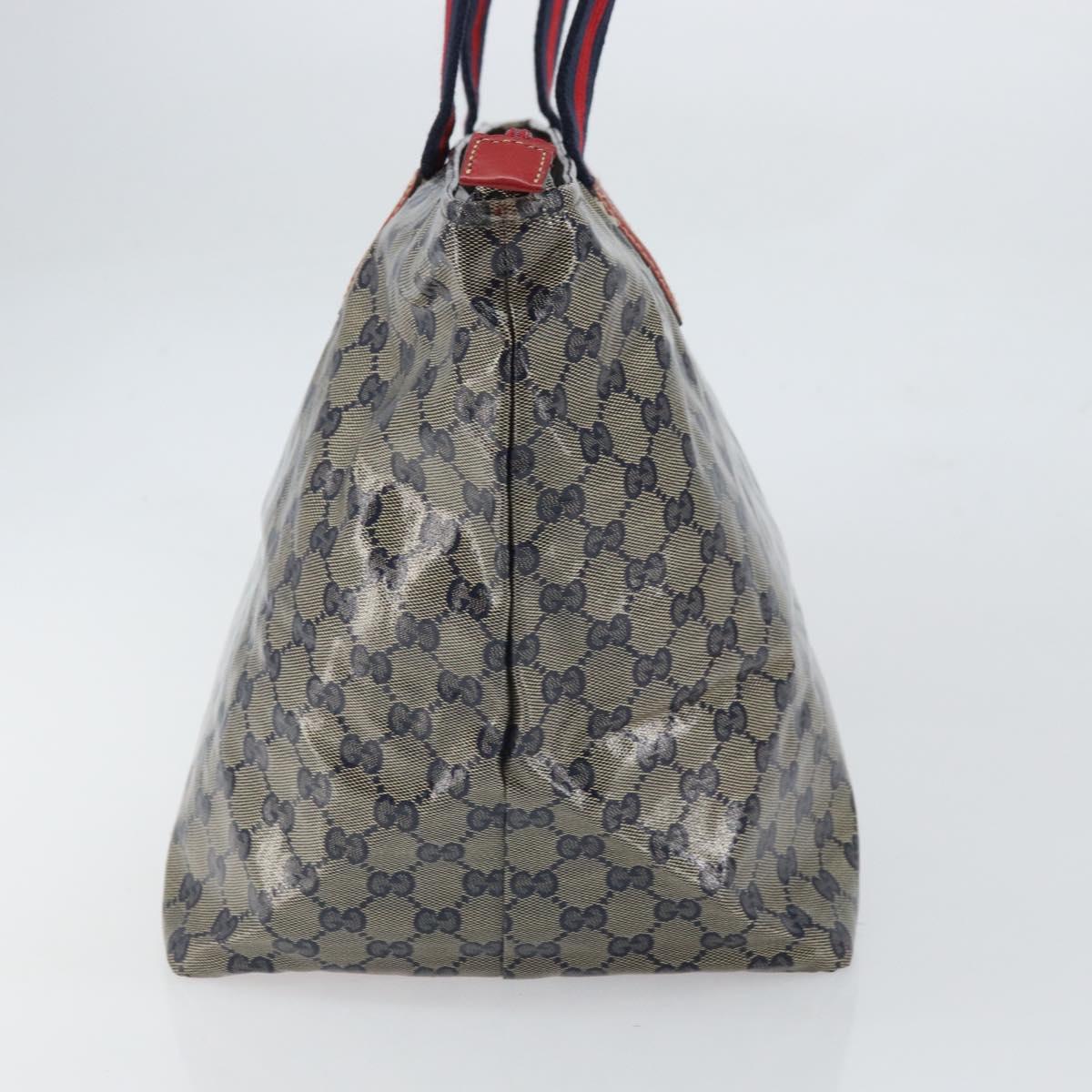GUCCI GG Crystal Sherry Line Tote Bag Coated Canvas Navy Gold 131231 Auth 164487