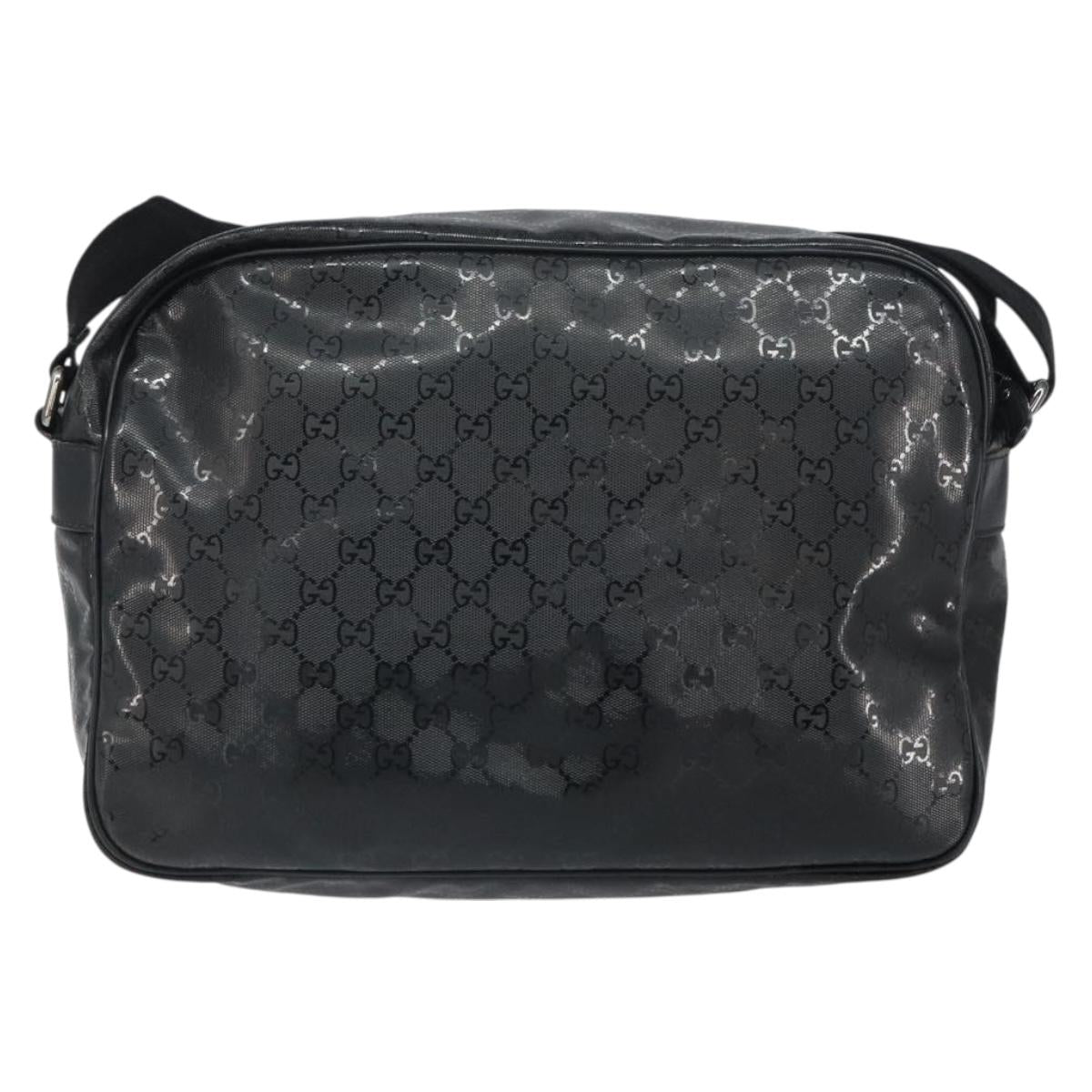 GUCCI GG Implementation Shoulder Bag PVC Black 211107 Auth 164488