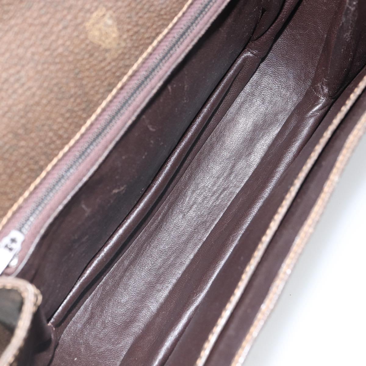 GUCCI Shoulder Bag Leather Brown Gold Auth 164489