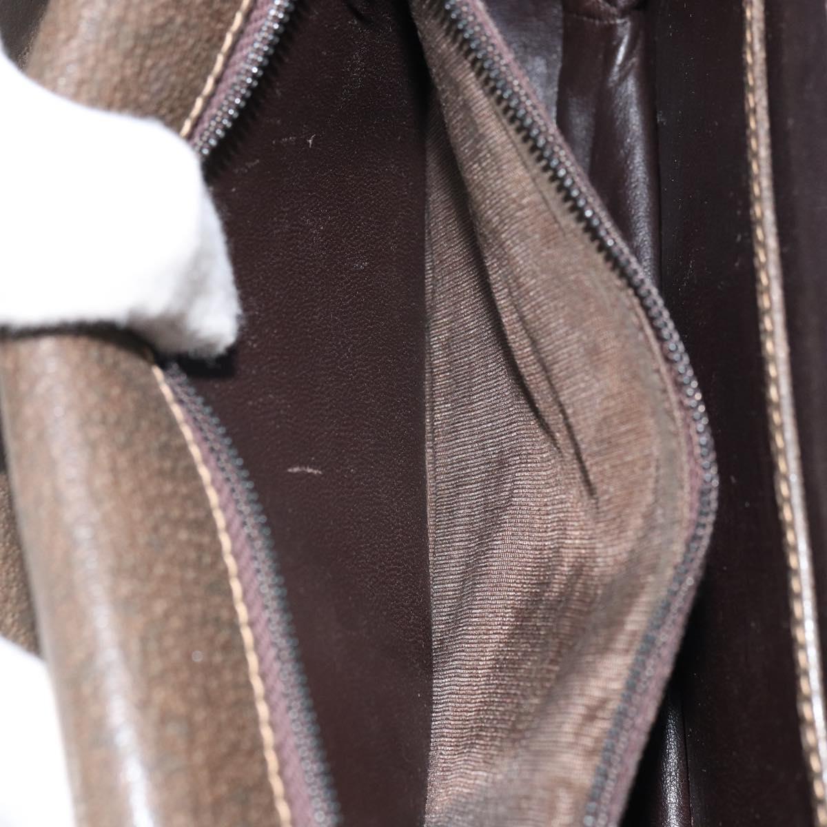 GUCCI Shoulder Bag Leather Brown Gold Auth 164489