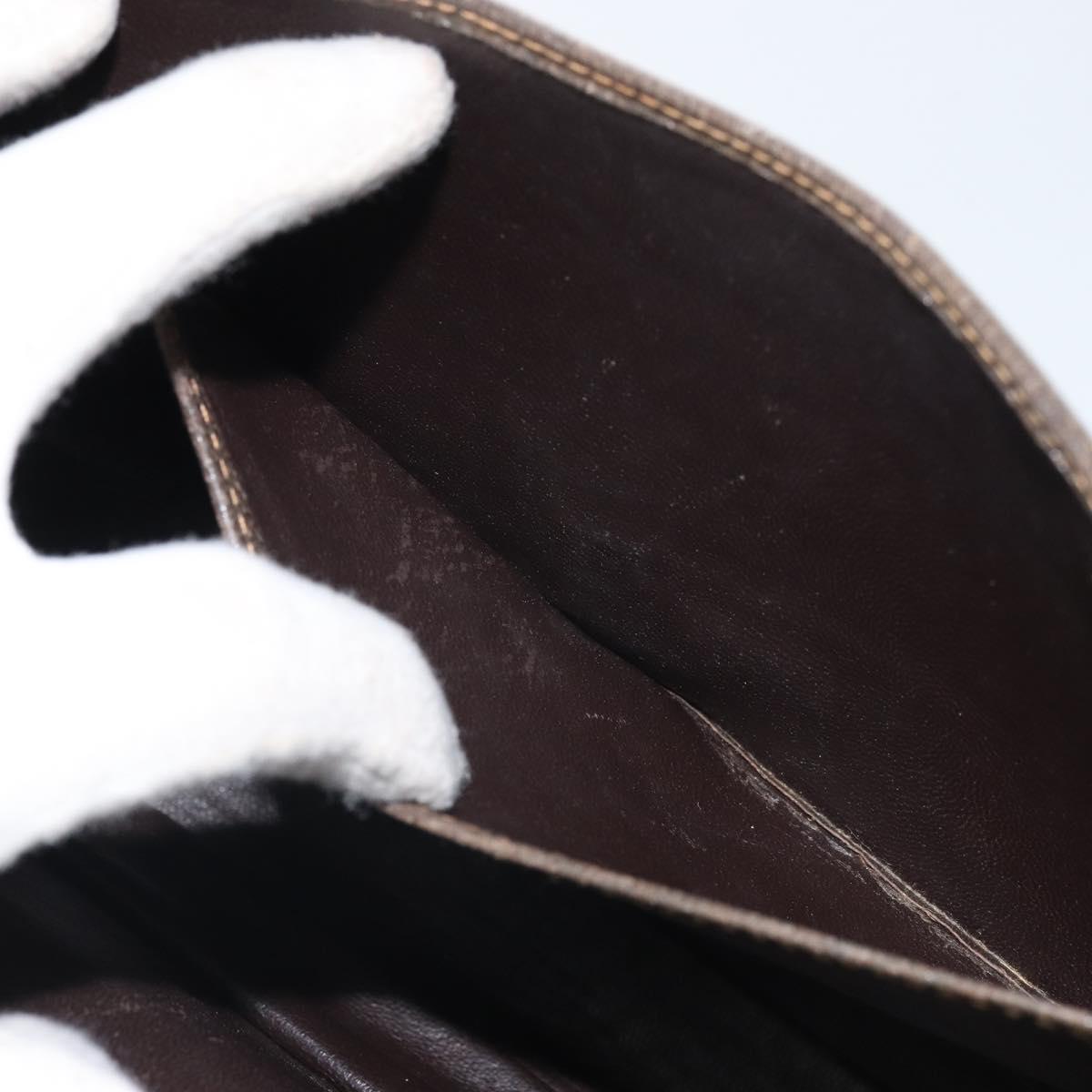 GUCCI Shoulder Bag Leather Brown Gold Auth 164489