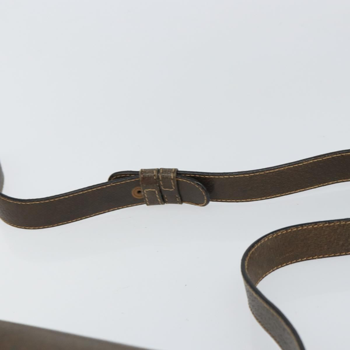 GUCCI Shoulder Bag Leather Brown Gold Auth 164489