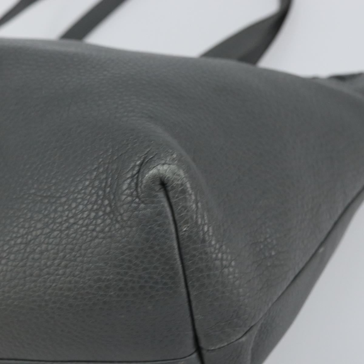 GUCCI Tote Bag Leather Outlet Gray Silver 354665 Auth 164491