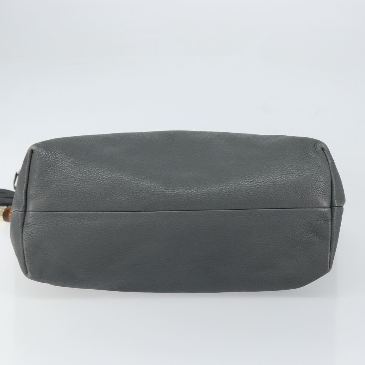 GUCCI Tote Bag Leather Outlet Gray Silver 354665 Auth 164491
