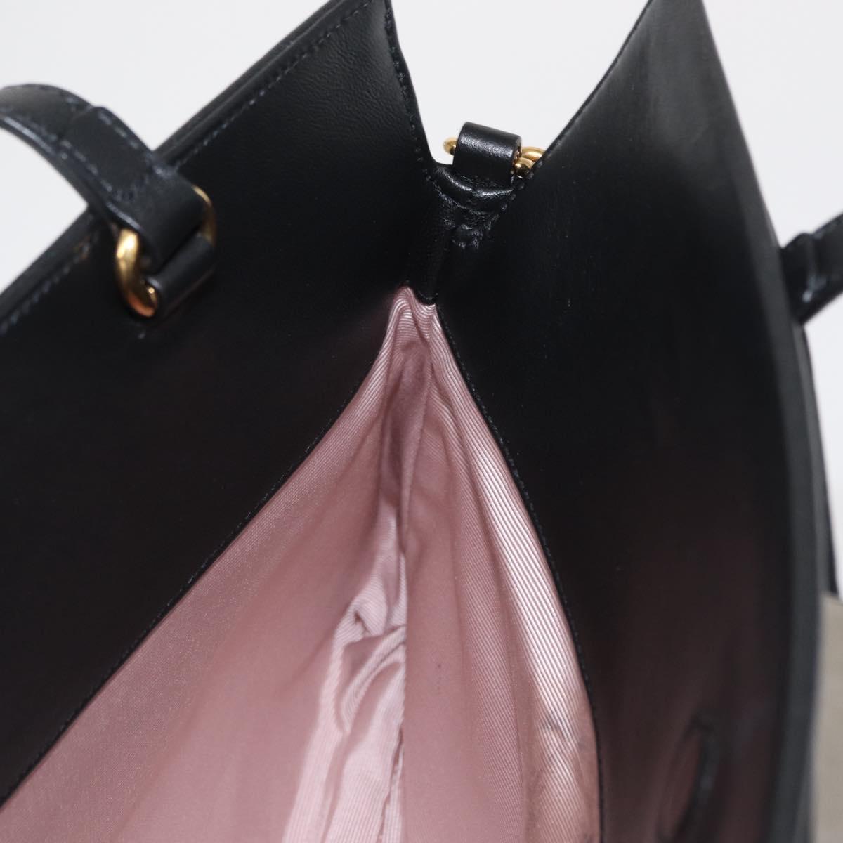 GUCCI Shoulder Bag Leather Black Gold 630595 Auth 164492