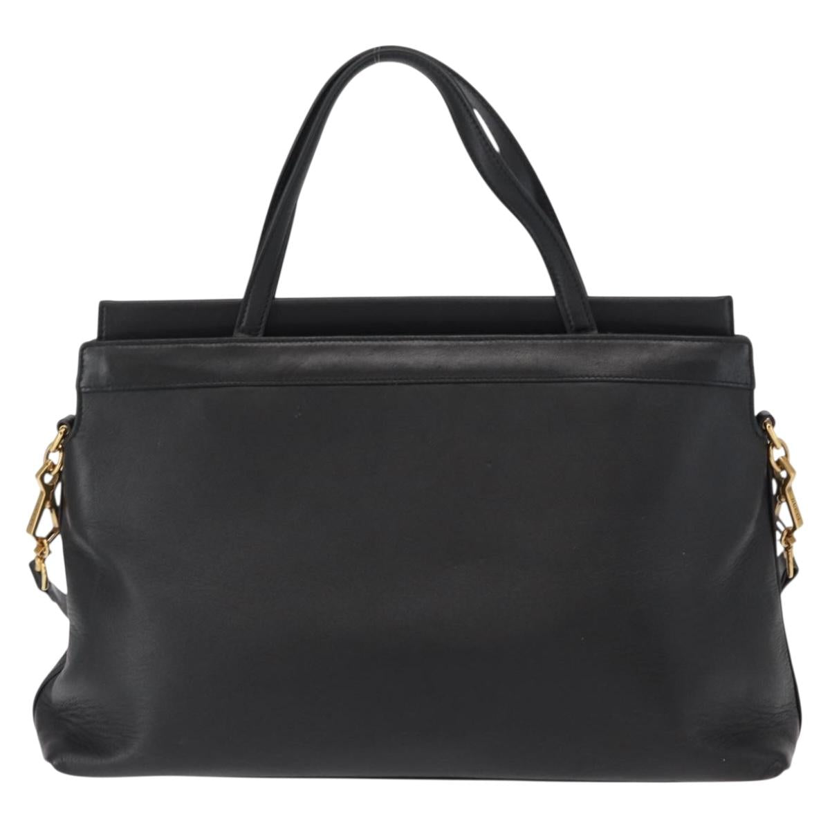 GUCCI Shoulder Bag Leather Black Gold 630595 Auth 164492